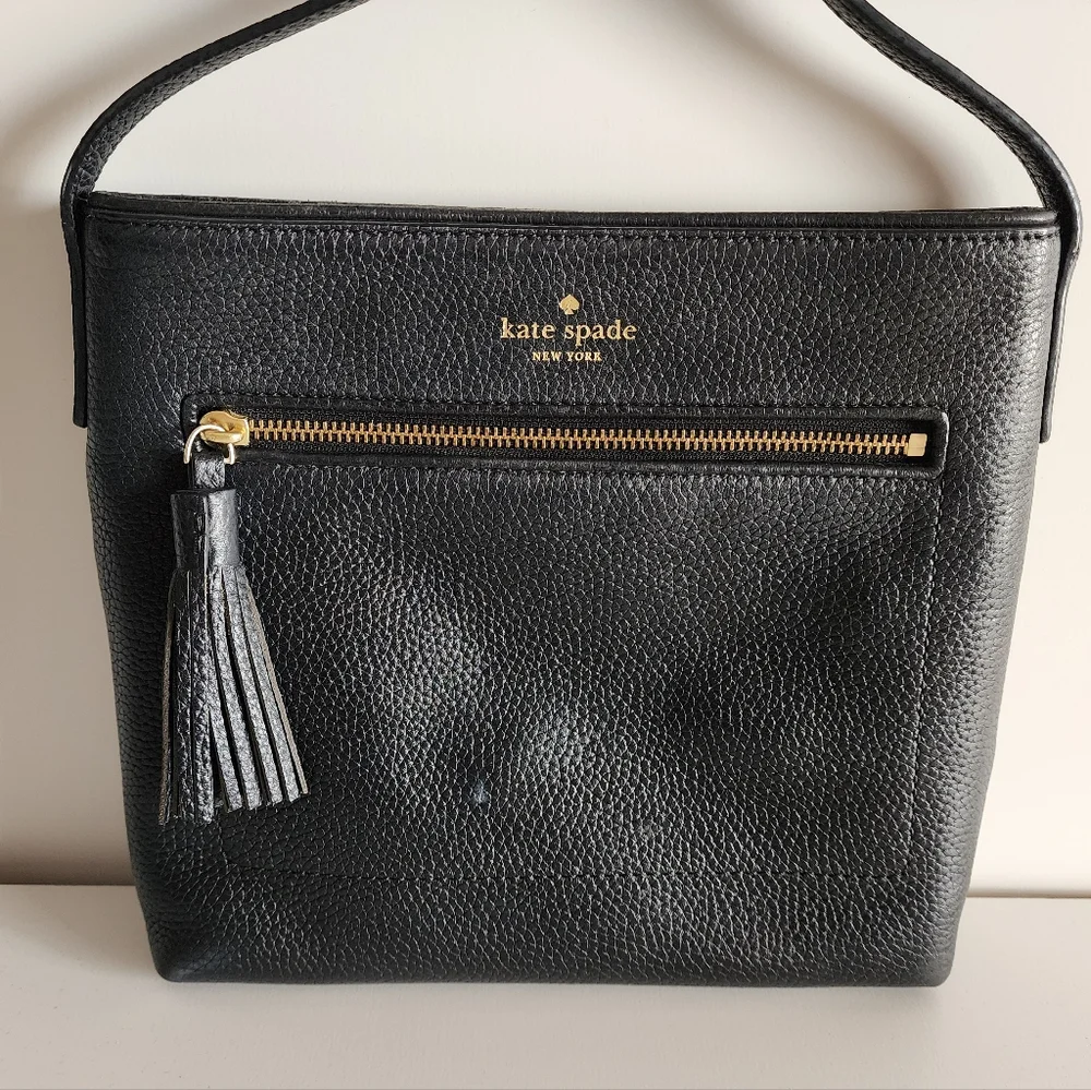 Kate Spade Black Pebble Leather Chester Street Dessi Crossbody Bag Purse